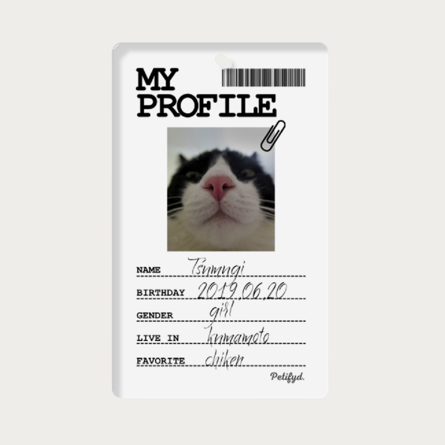 MY PROFILE：ペットの写真からつくるアクリルキーホルダー